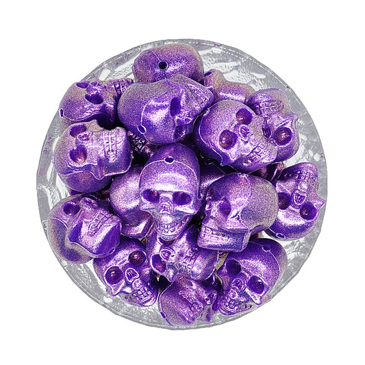 Halloween Opal Purple Skull Silicone Beads