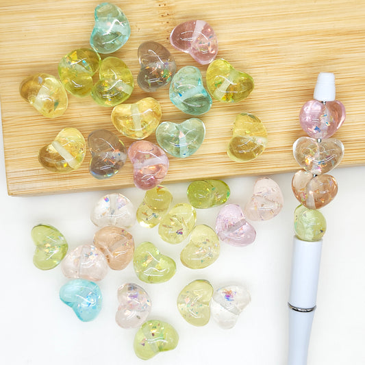 Chunky Heart Sequi Bubblegum Acrylic Beads