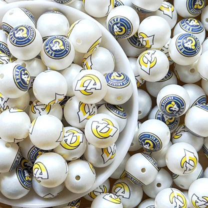 16mm Football Team Acrylic Beads,Frosted Pearl Gumball Beads