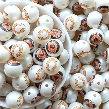 16mm Football Team Acrylic Beads,Frosted Pearl Gumball Beads