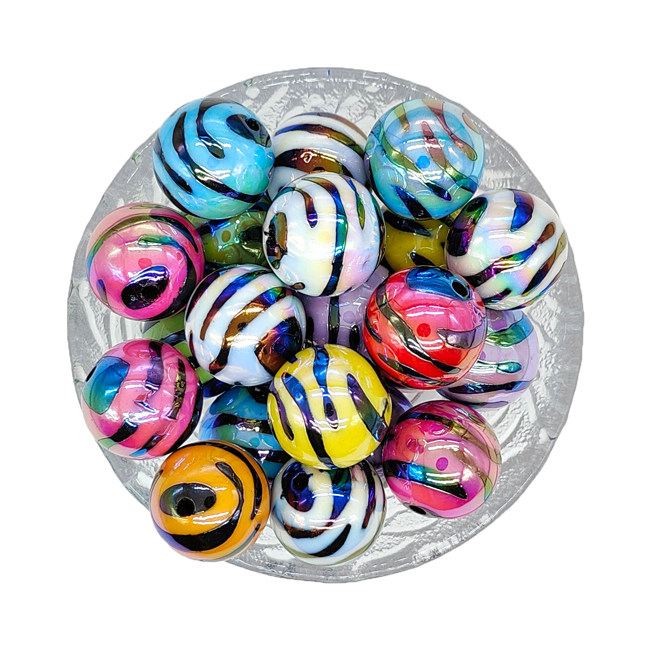 20mm Opal Zebra Chunky Bubblegum Acrylic Beads - Mix Color