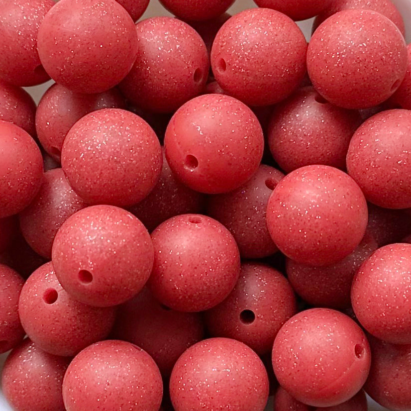 New 15mm Round Glitter Silicone Beads