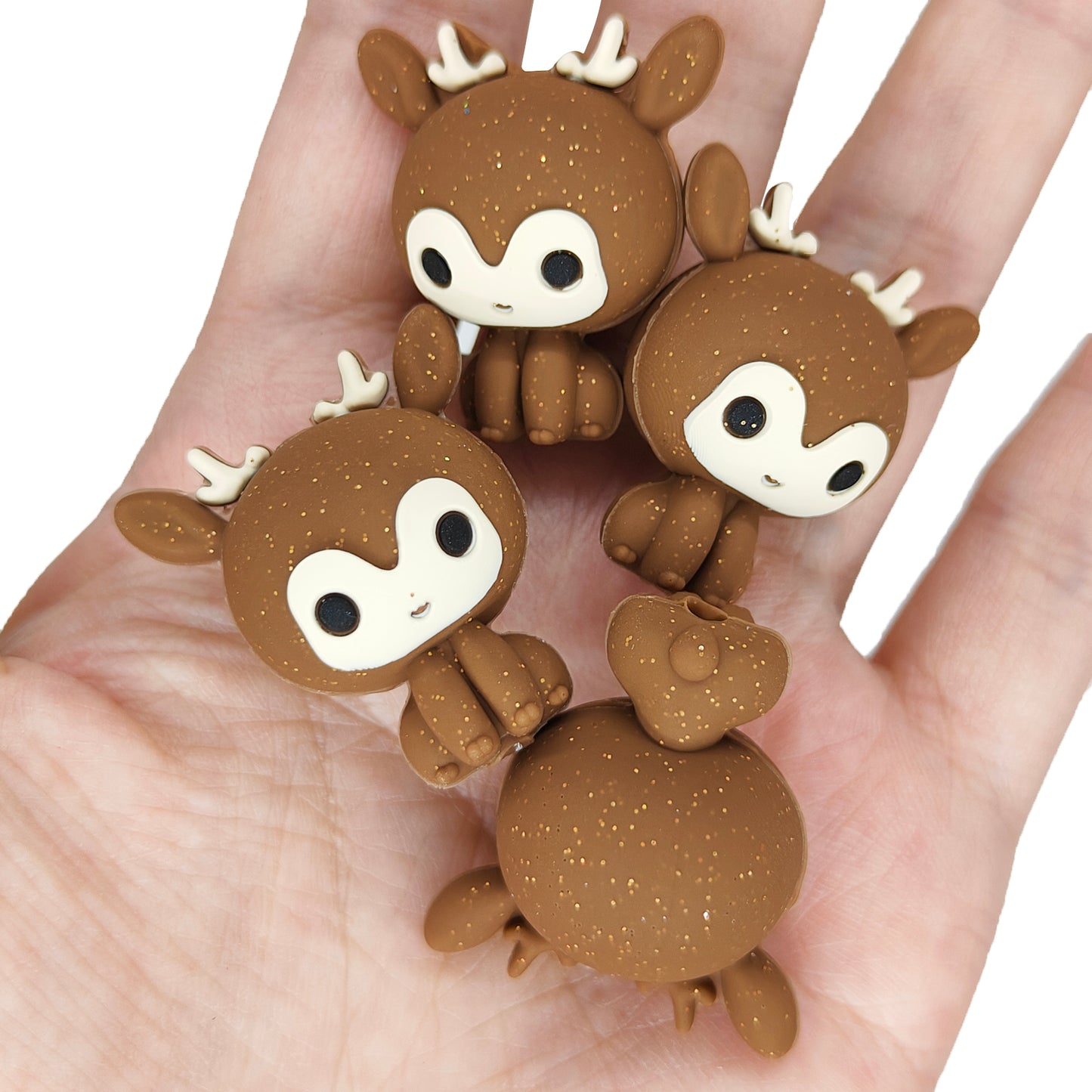 3D Cute Deer Glitter Focal