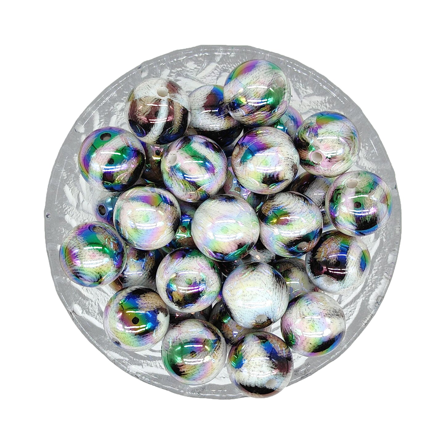 16mm UV Opal Tiger Print Gumball Acrylic Beads