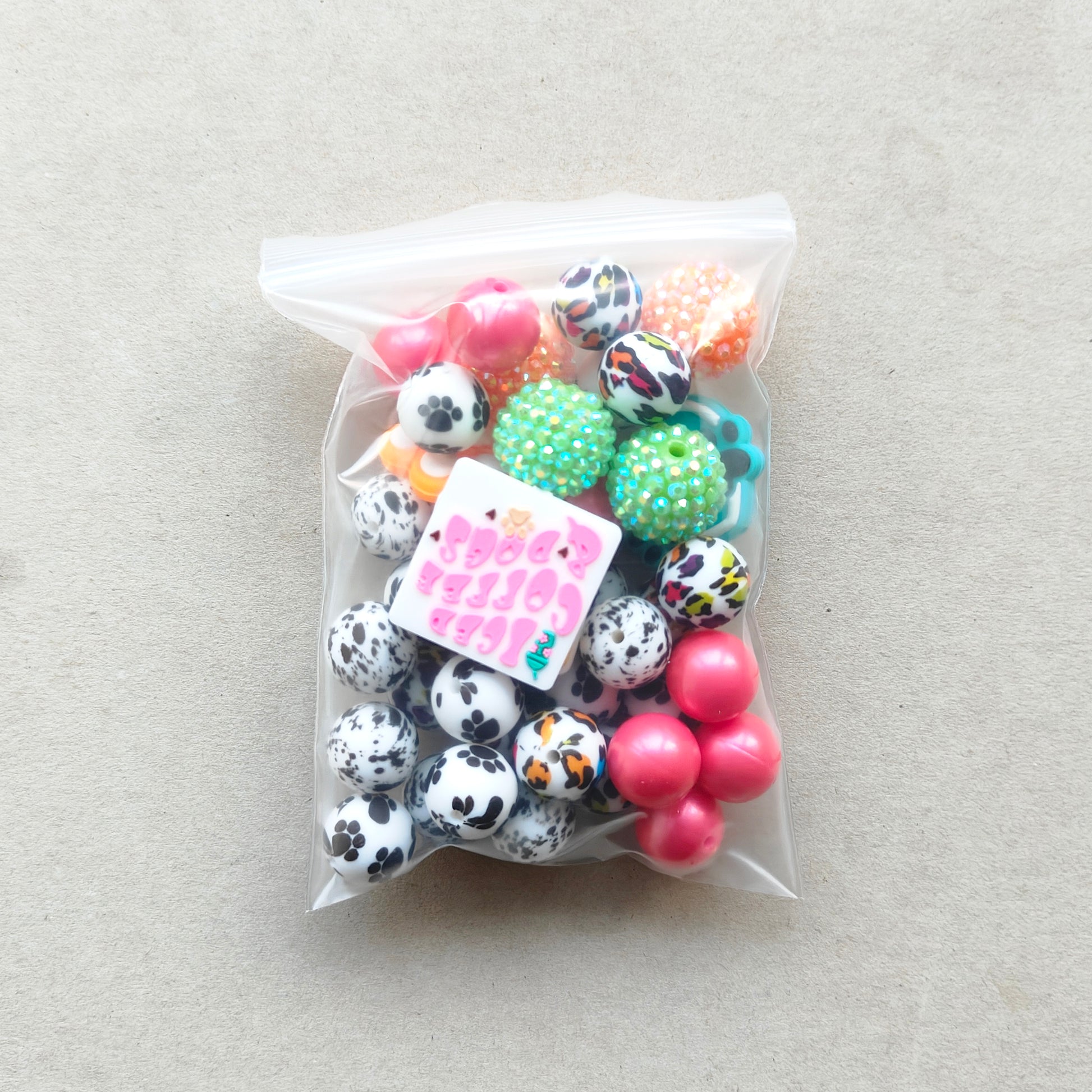 Assorted Dog Paw Beads Assorted Silicone Beads,Rhinestone Beads