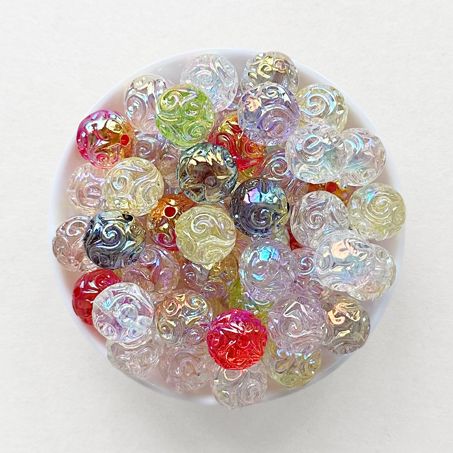 UV Clear 16mm Spiral Carved Acrylic Beads,Gumball Beads