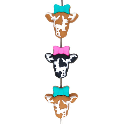 3D Bowknot Cow Head Focal