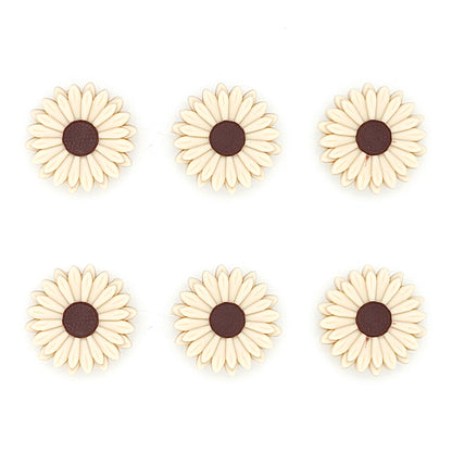 22mm Navajo White Daisy/Sunflower Silicone Beads