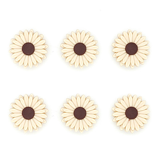 22mm Navajo White Daisy/Sunflower Silicone Beads