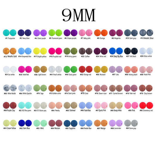 100Pcs/Lots 9mm Round Silicone Beads