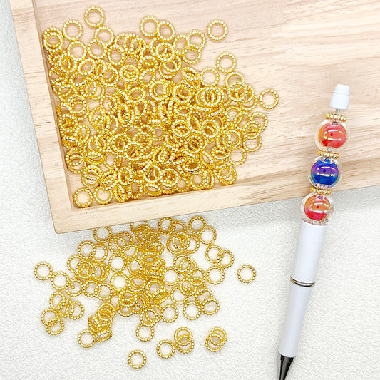 100Pcs 10mm Mini Metallic Gold Ring Spacer Acrylic Beads