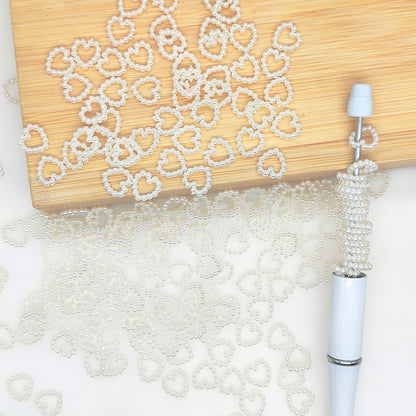 100Pcs 10mm White Heart Faux Pearl Acrylic Spacers