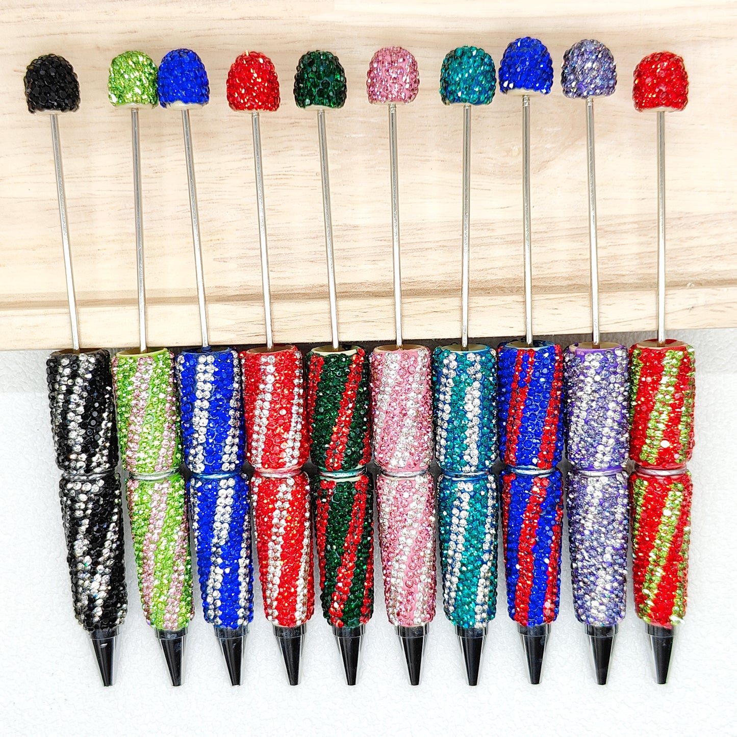 10Pcs/Lot Assorted Color Rhinestone Polymer Clay Fancy Beadable Pen