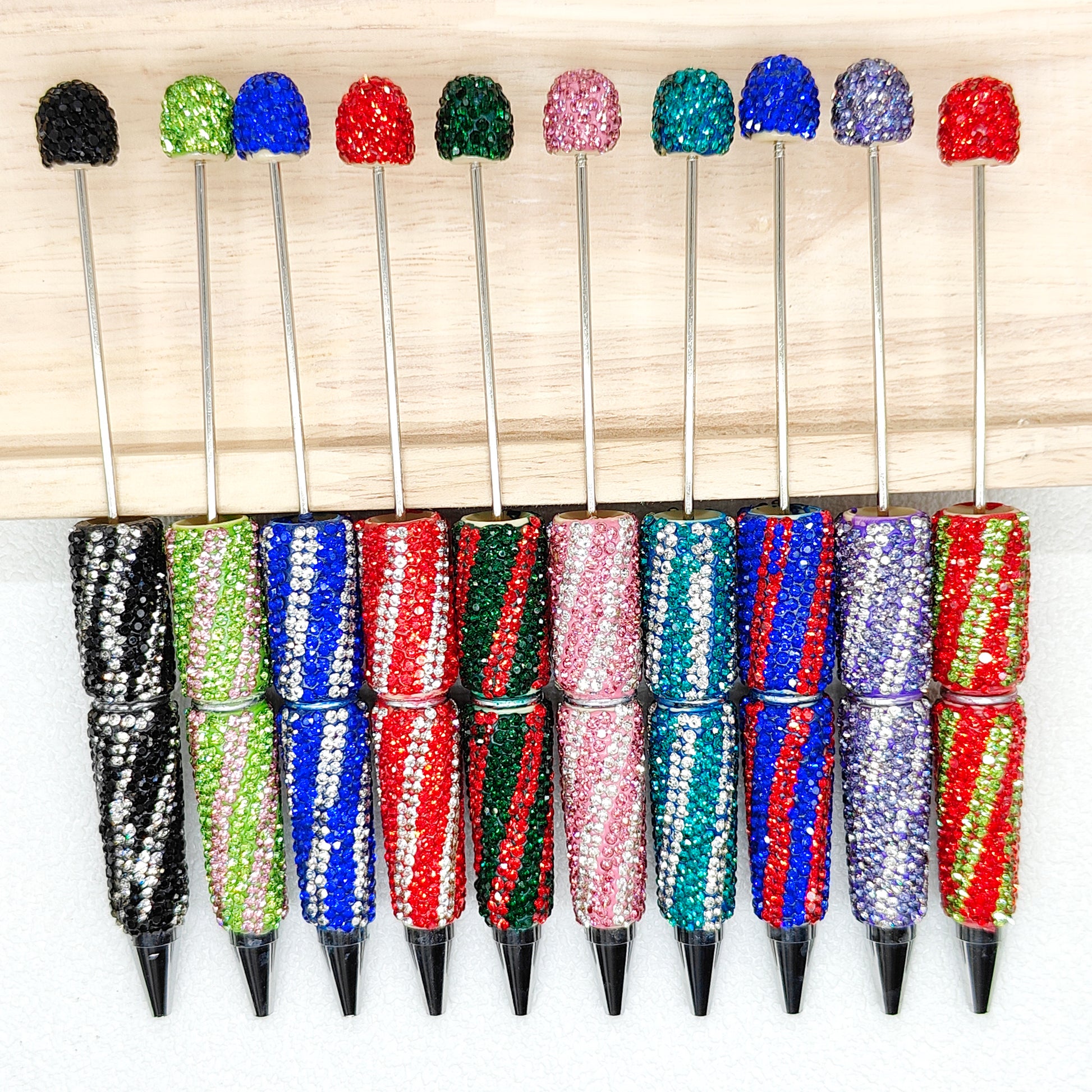 10Pcs/Lot Assorted Color Rhinestone Polymer Clay Fancy Beadable Pen