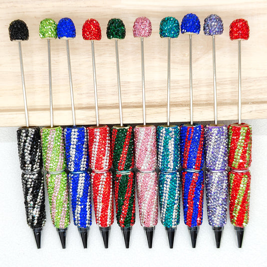 10Pcs/Lot Assorted Color Rhinestone Polymer Clay Fancy Beadable Pen
