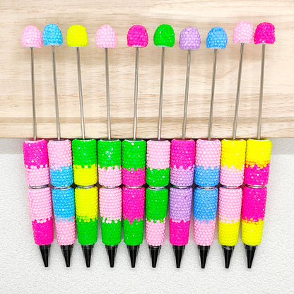 10Pcs/Set Gradient Rhinestone Beadable Ballpoint Pen