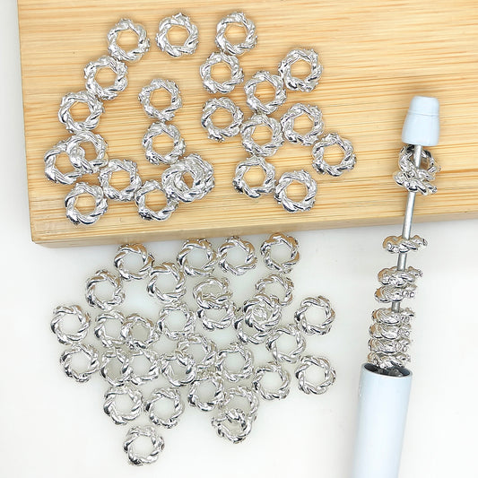 10mm Twist CZ Pave Spacer Metal Beads,(4 Colors)