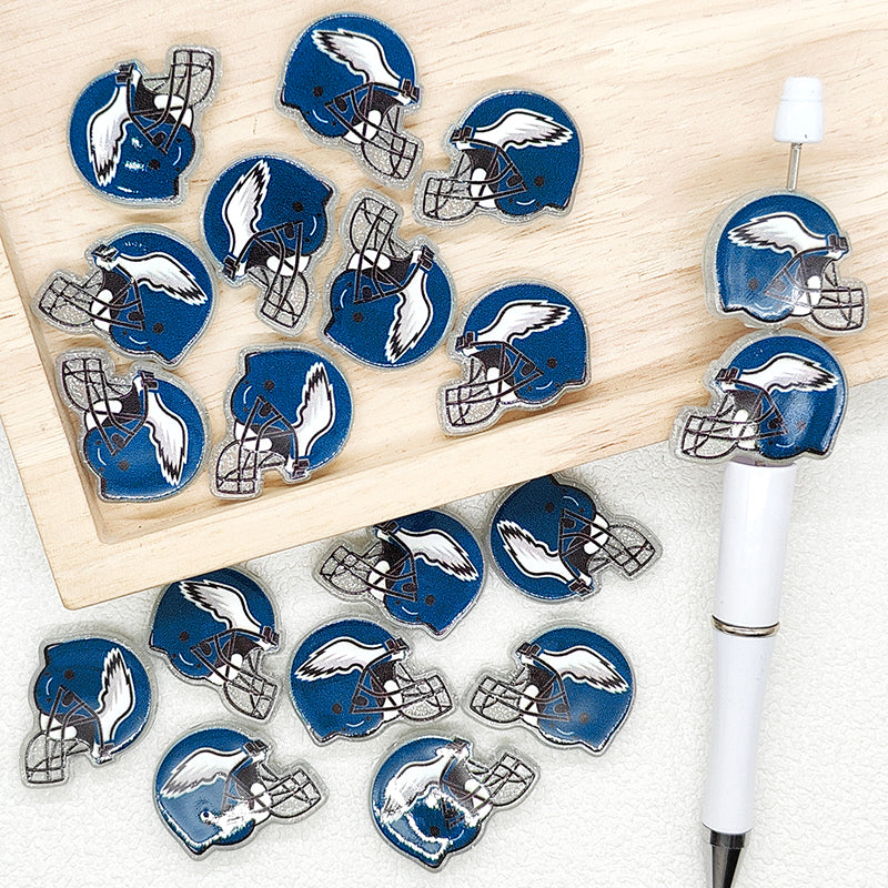 Helmet Football Team Acrylic Focal Beads