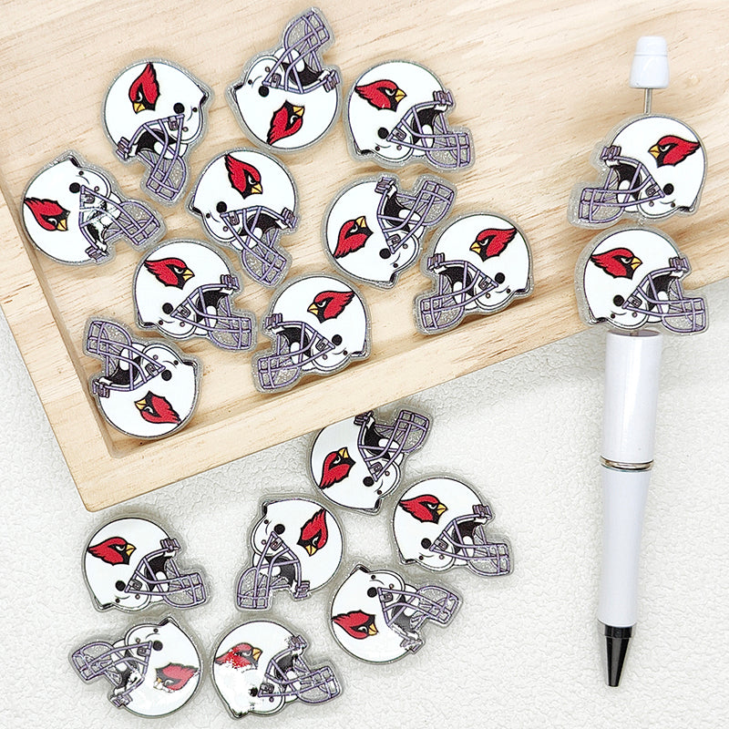 Helmet Football Team Acrylic Focal Beads