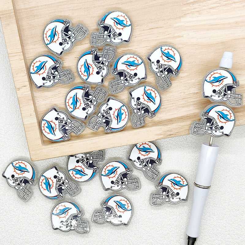 Helmet Football Team Acrylic Focal Beads