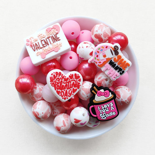 Valentine's Day Themed Assorted Silicone Beads Pack