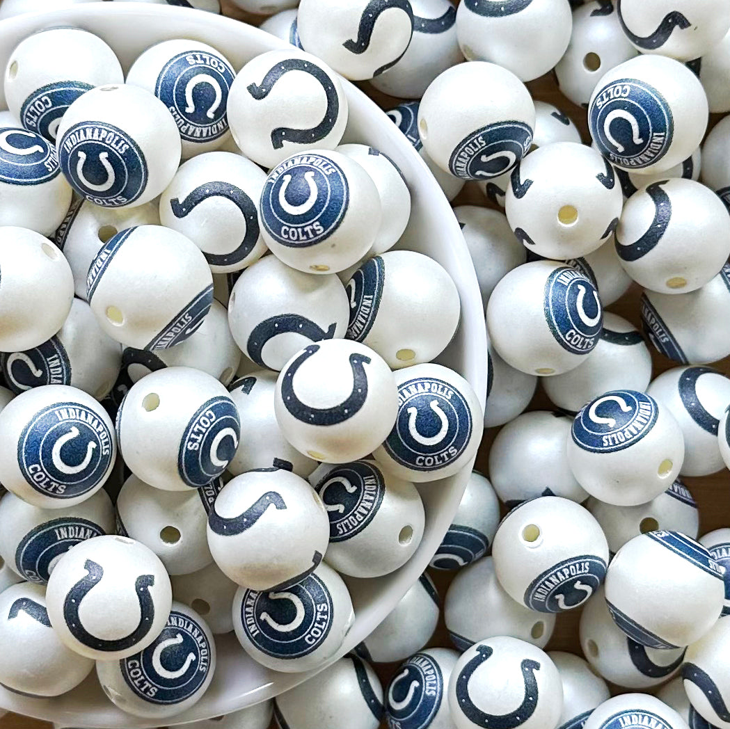 16mm Football Team Acrylic Beads,Frosted Pearl Gumball Beads