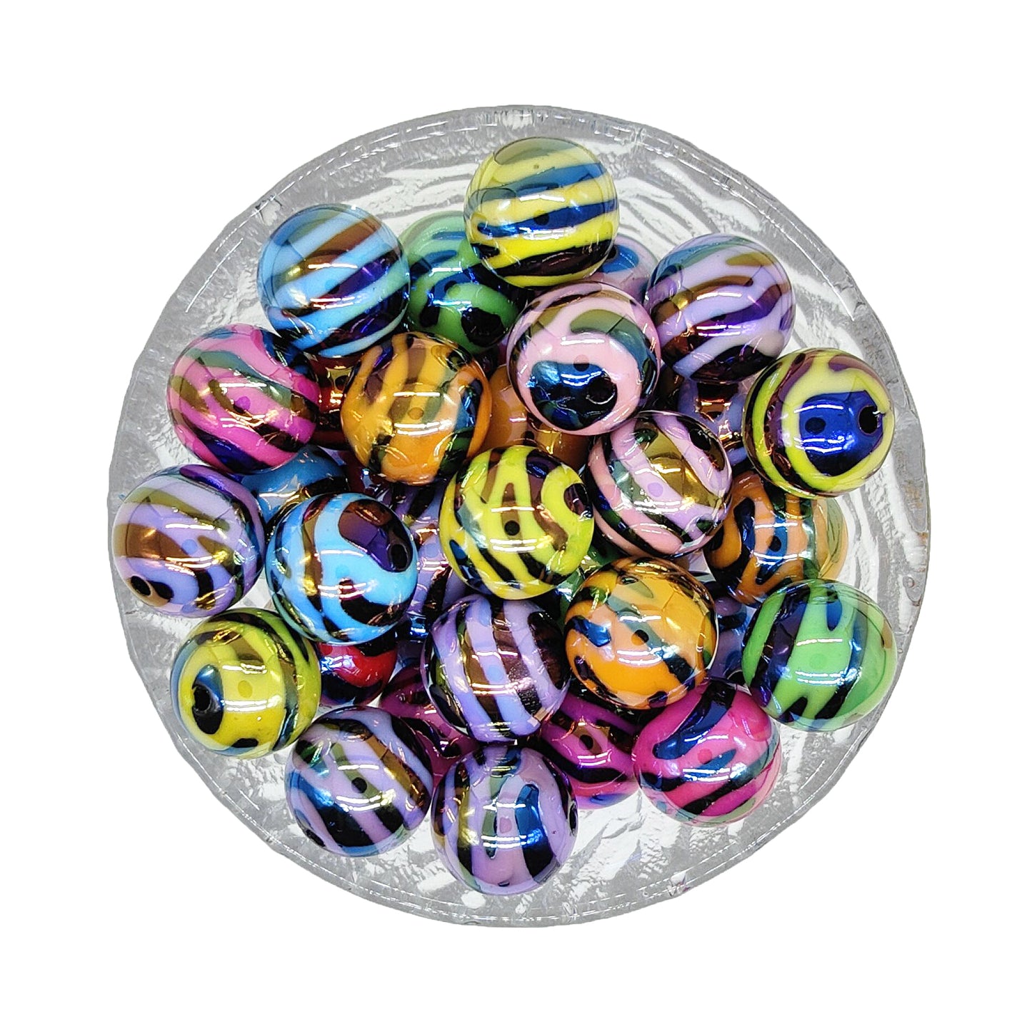 16/20mm Opal Zebra Chunky Bubblegum Acrylic Beads