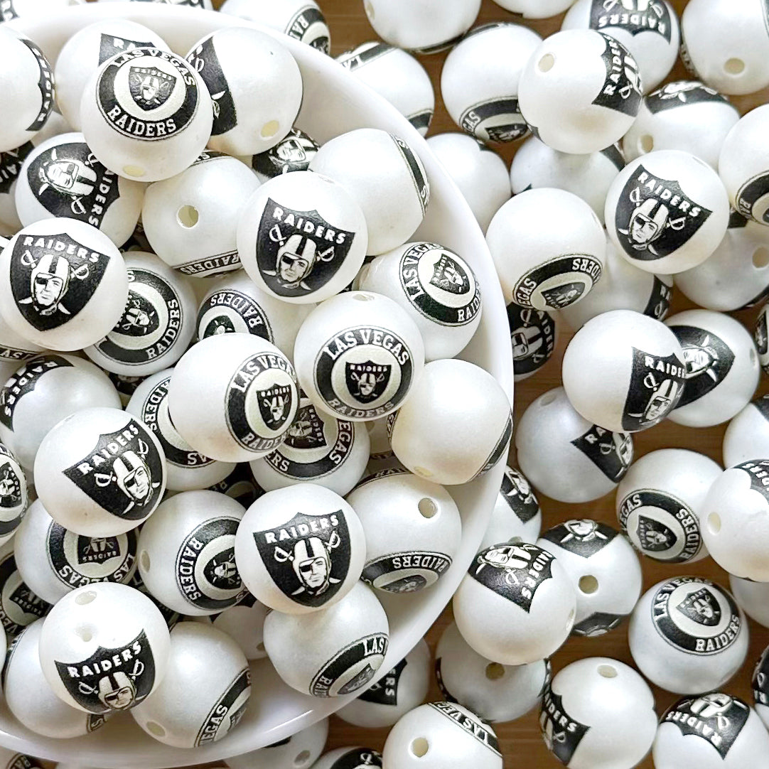 16mm Football Team Acrylic Beads,Frosted Pearl Gumball Beads