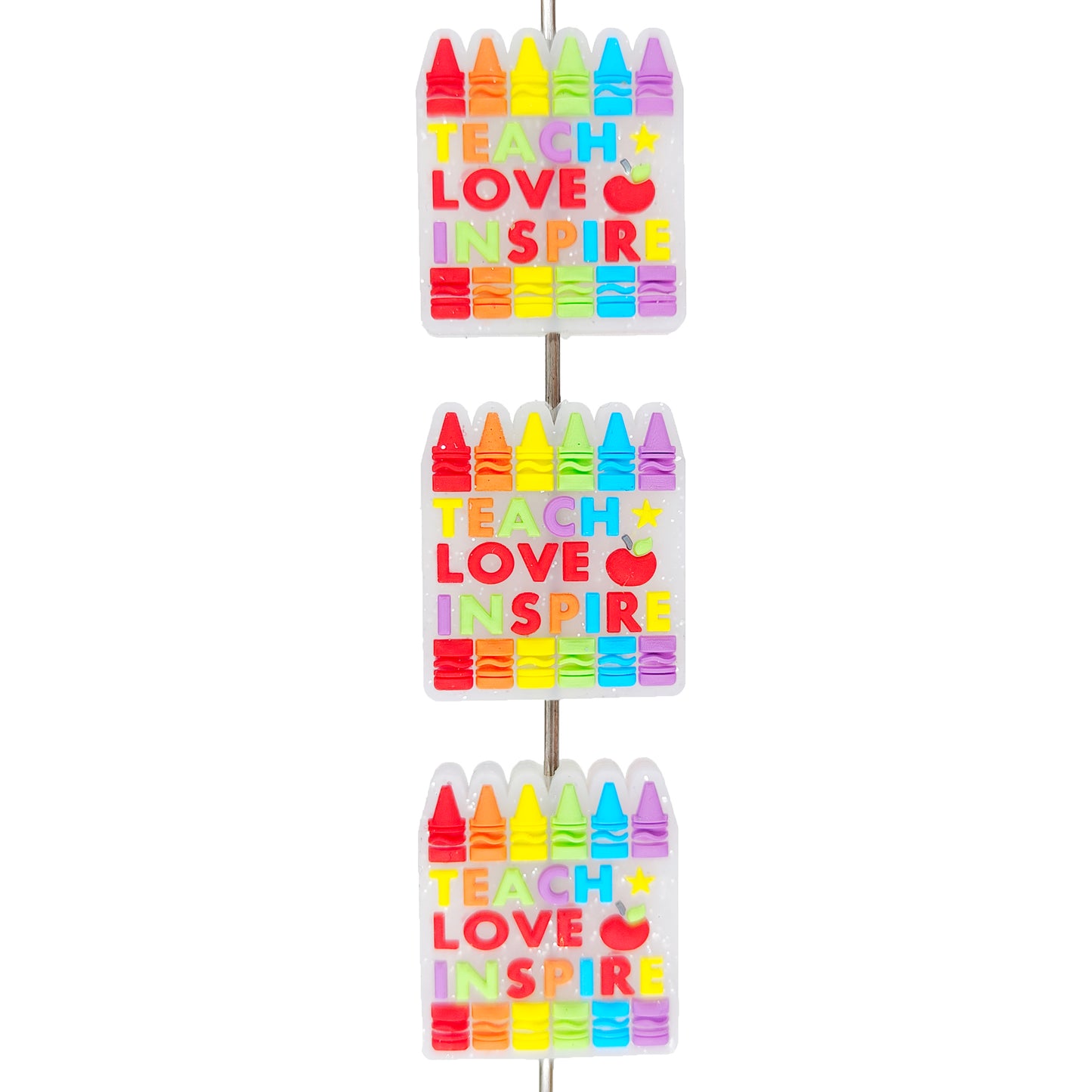 Crayon Teach Love Inspire Glitter Focal