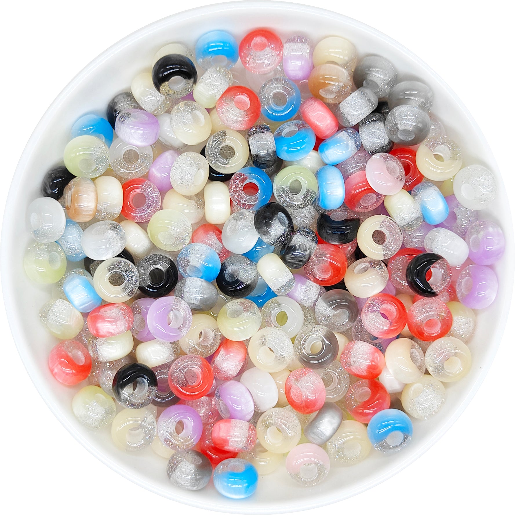 14mm Glitter Acrylic Abacus Loose Spacer Beads Mixed Color