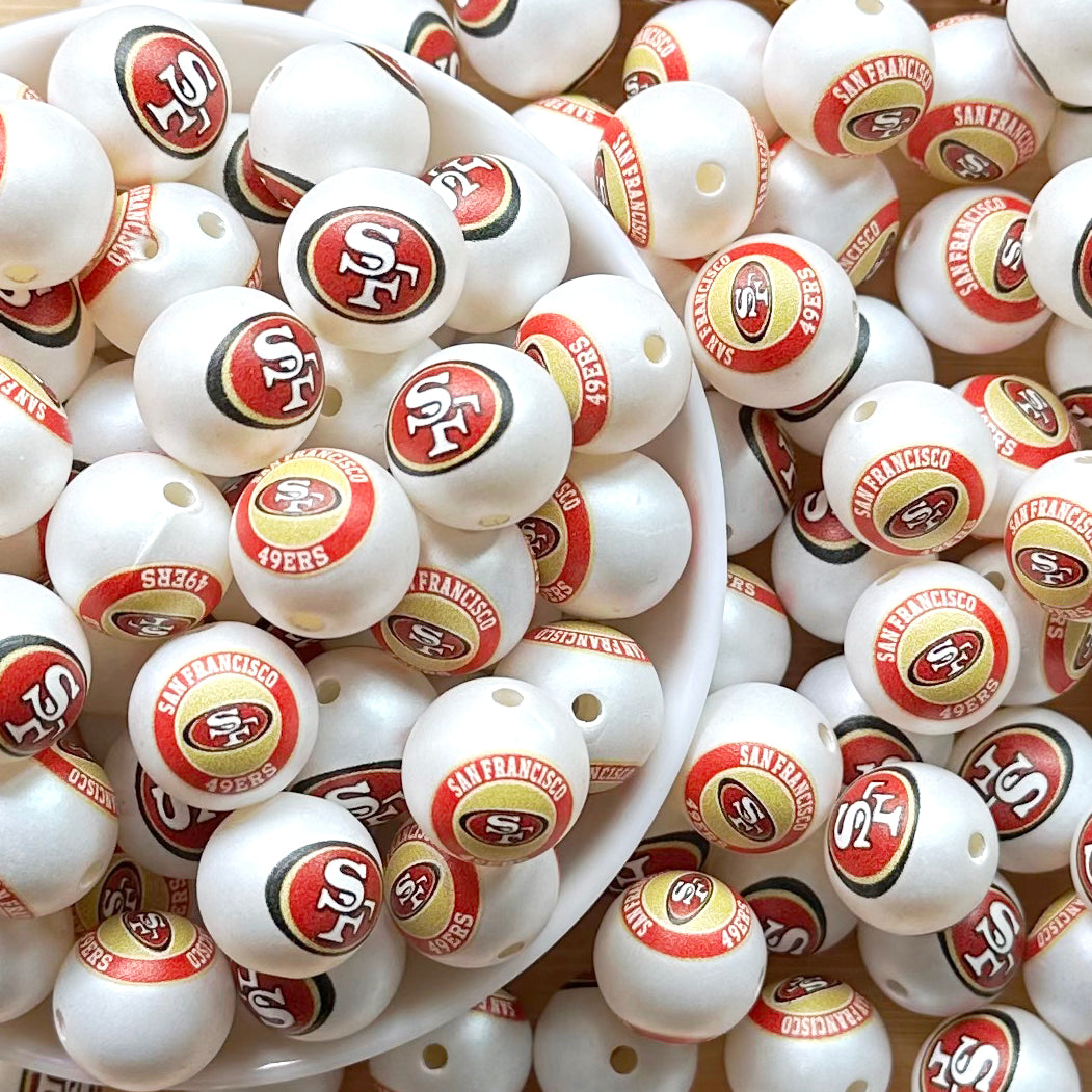 16mm Football Team Acrylic Beads,Frosted Pearl Gumball Beads