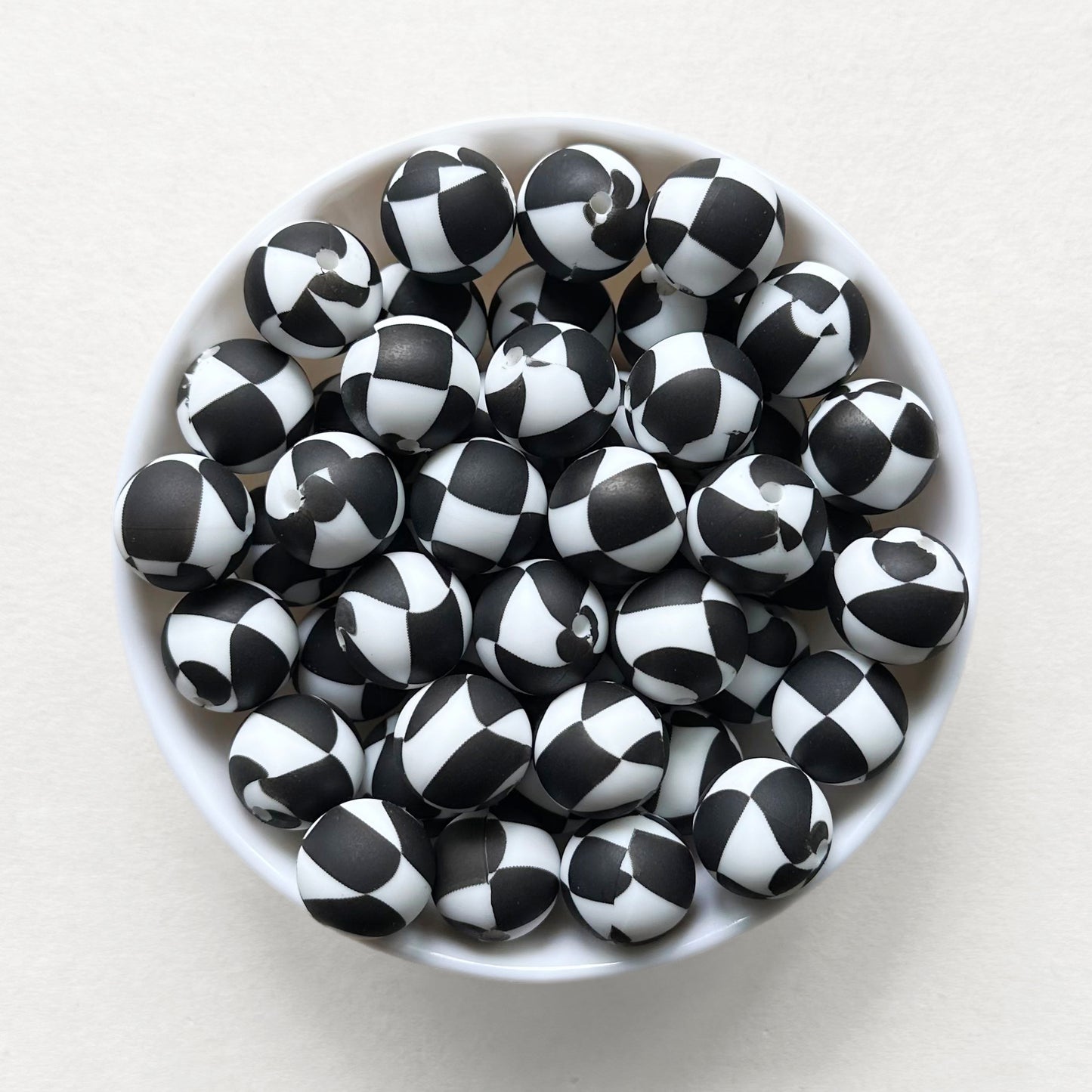 12/15mm Grid Print Silicone Beads - Round - #79