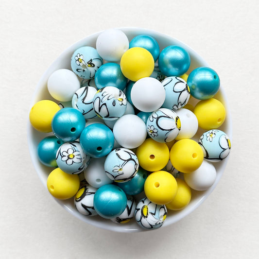 15mm Assorted Flower Silicone Beads Mix
