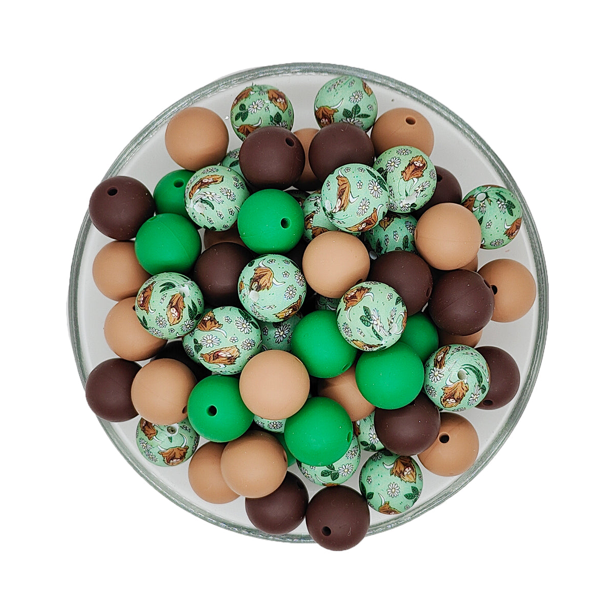 15mm Assorted Highland Cow Silicone Beads Mix