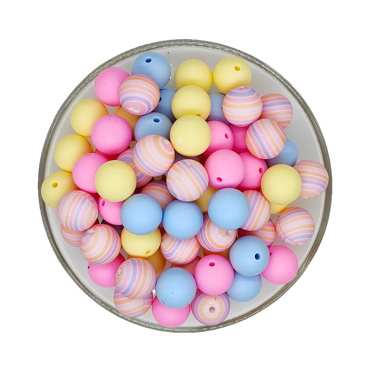 15mm Assorted Stripe Print Silicone Beads Mix