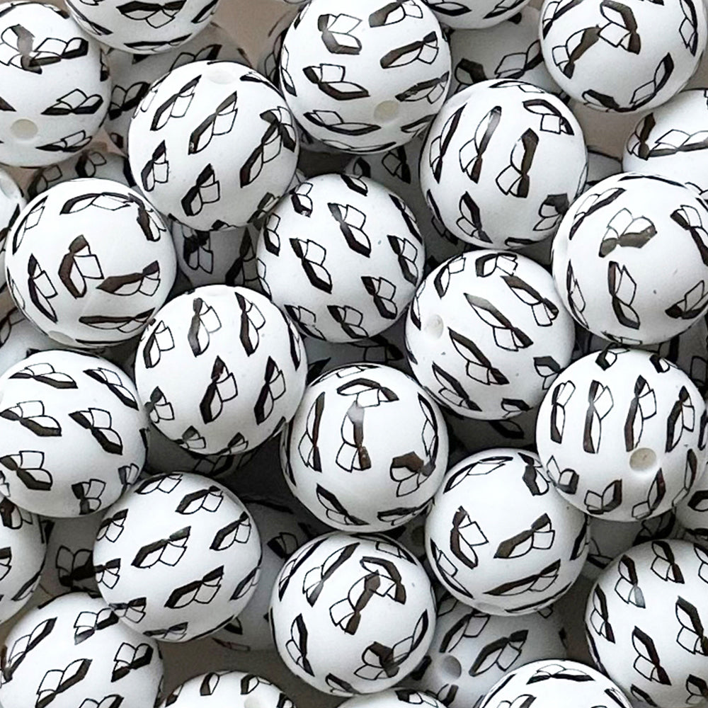 15mm Books Print Round Silicone Beads