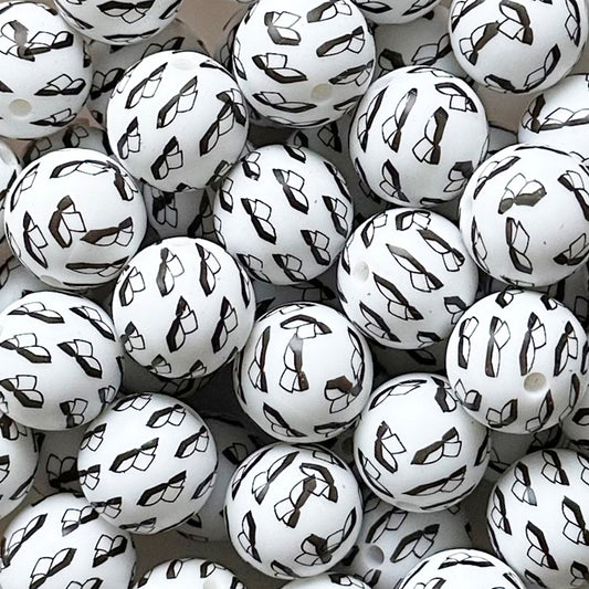 15mm Books Print Round Silicone Beads