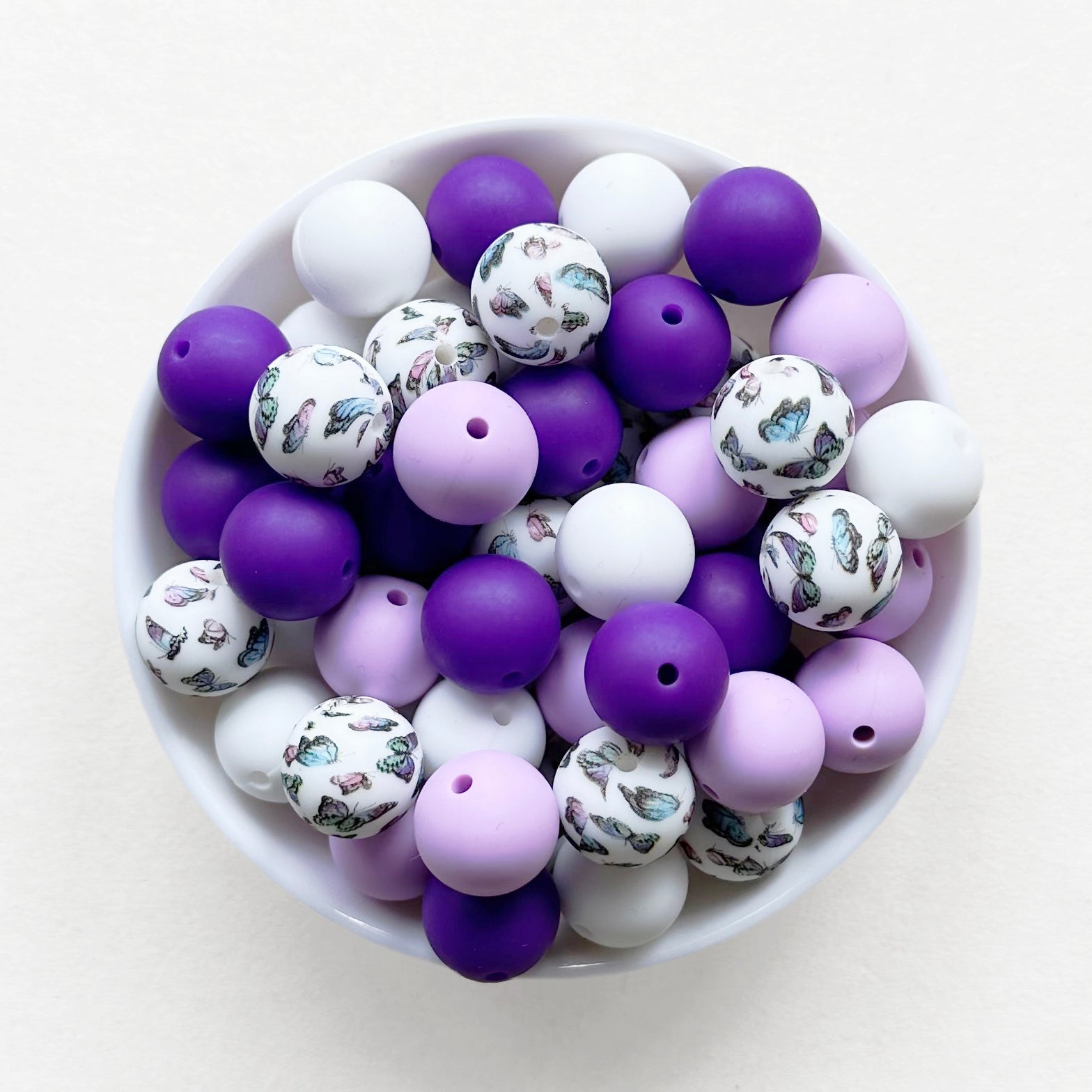 15mm Butterfly Loose Beads,Assorted Beads,Silicone Print Mix Bead