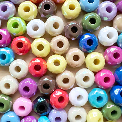 15mm Colorful Acrylic Faceted Spacer Beads Mix,UV Spacer Beads