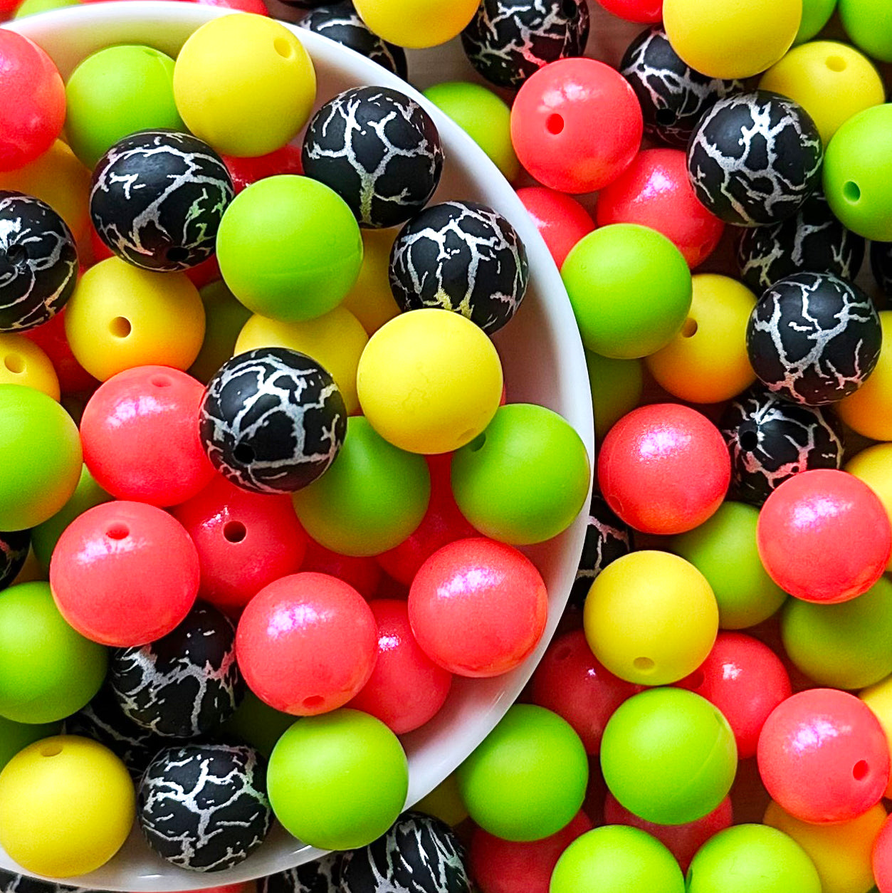 15mm Print Assorted Loose Silicone Beads Mix,Beads Wholesale