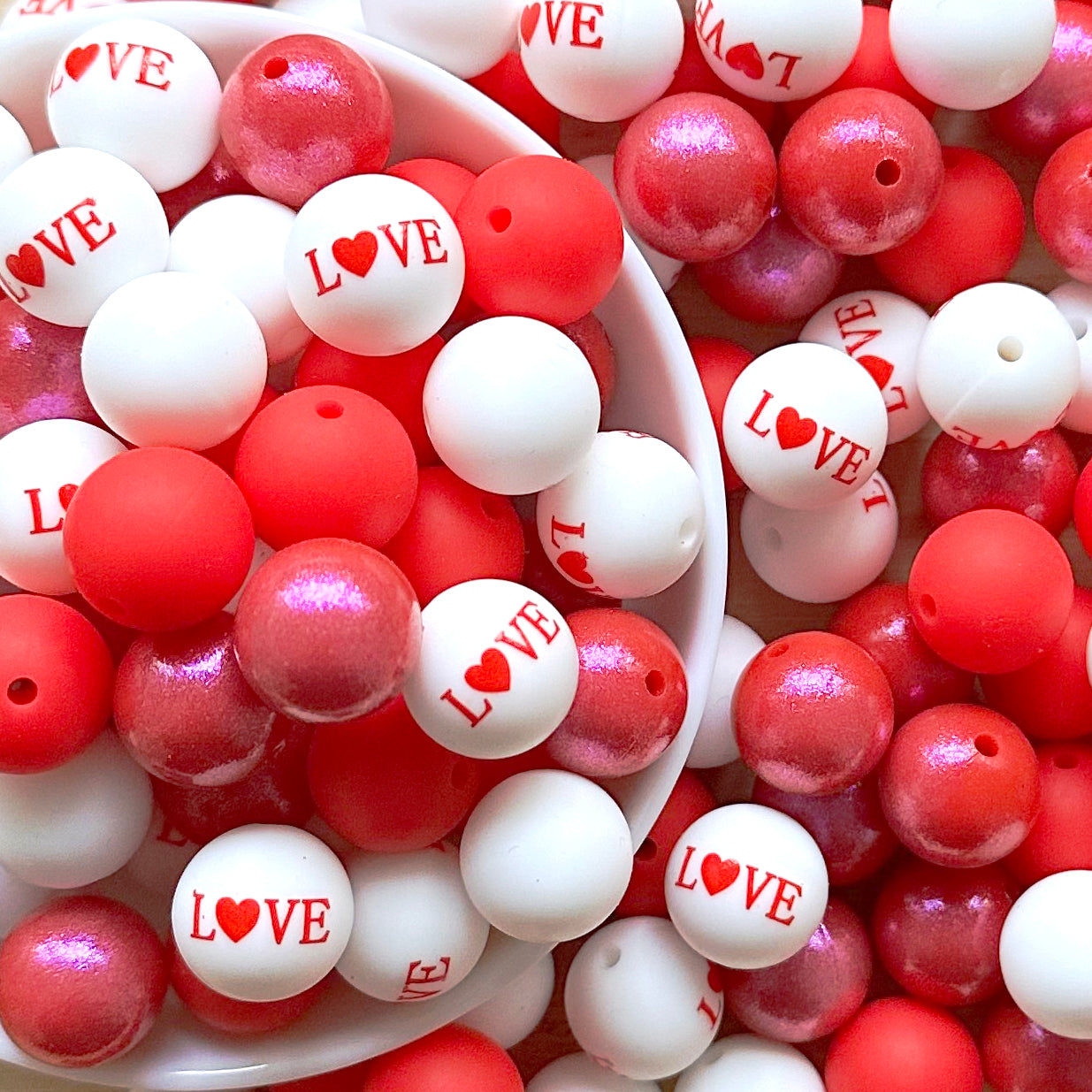 15mm Valentines Day Assorted Loose Silicone Beads Mix
