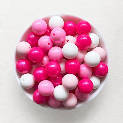 15mm Valentines Day Assorted Round Silicone Beads Mix