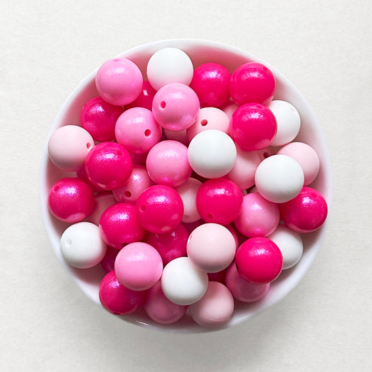 15mm Valentines Day Assorted Round Silicone Beads Mix