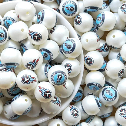 16mm Football Team Acrylic Beads,Frosted Pearl Gumball Beads