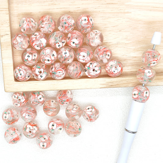 16mm 10Pcs Apple Pattern Resin Acrylic Beads