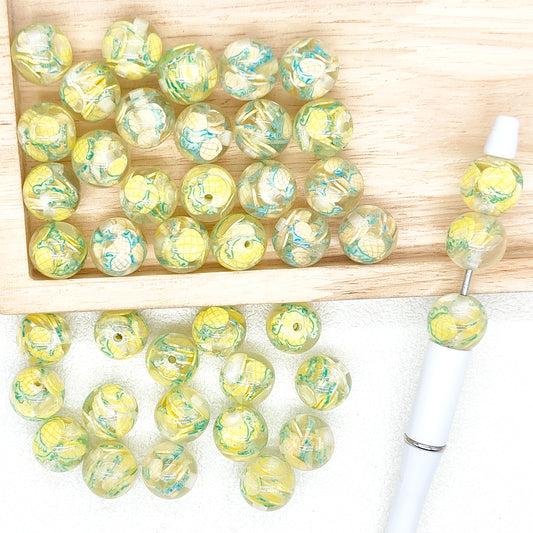 16mm 10Pcs Pineapple Pattern Resin Acrylic Beads