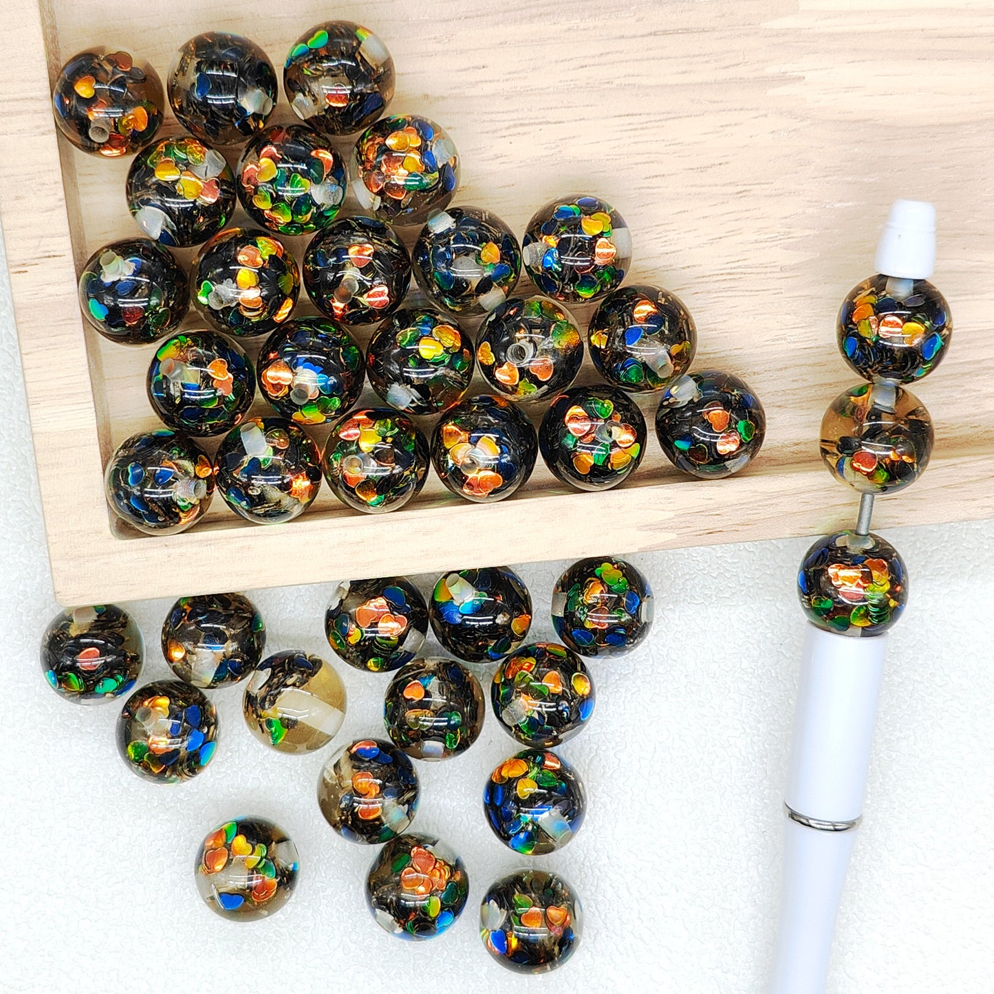 16mm Black AB Heart Sequin Gumball Confetti Acrylic Beads