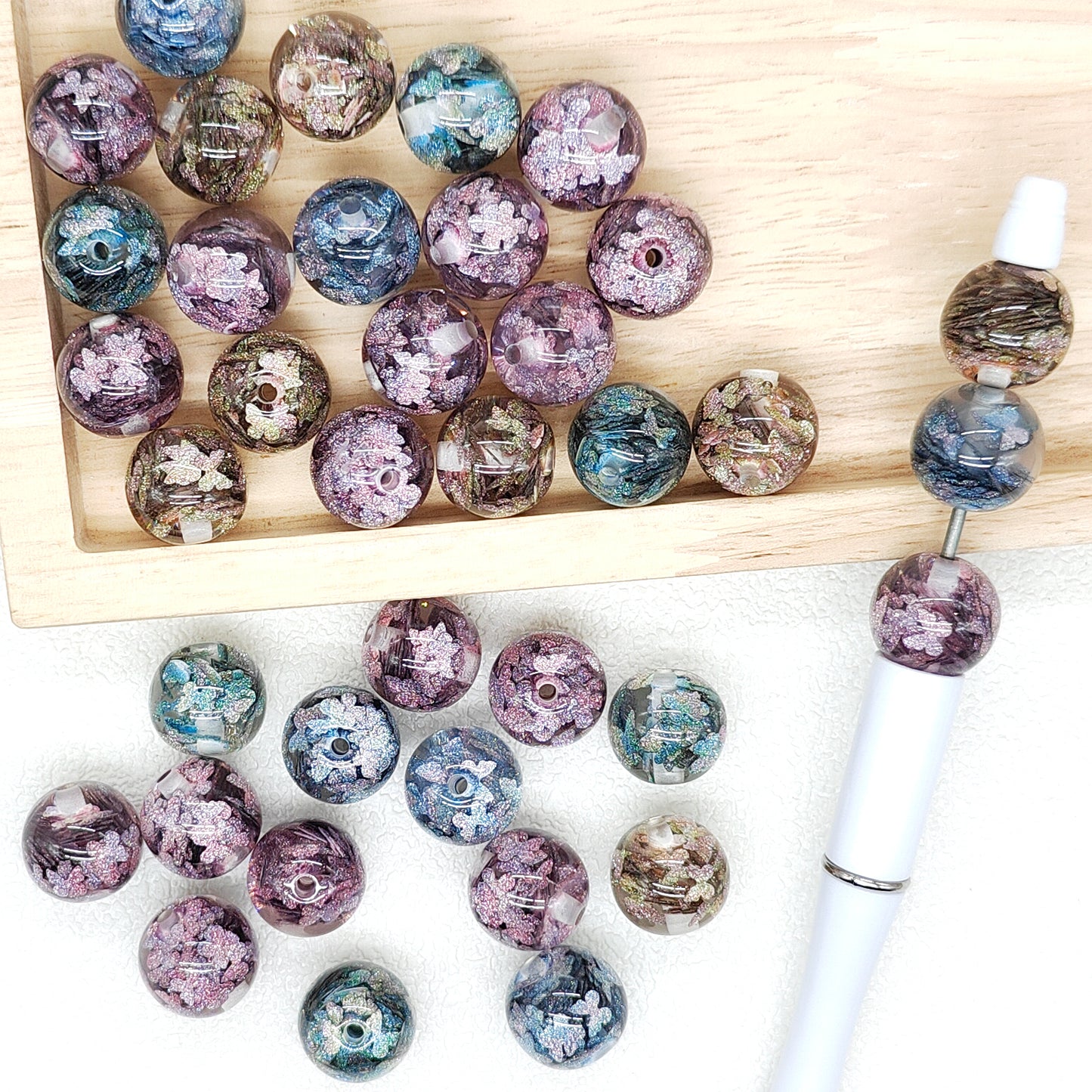 16mm Butterfly Glitter Sequin Acrylic Beads,Bubblegum Beads