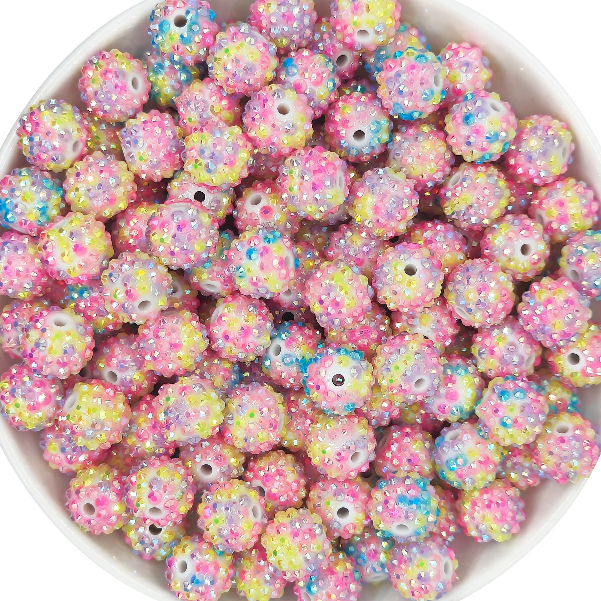 16mm Candy Confetti Rhinestone Bubblegum Beads