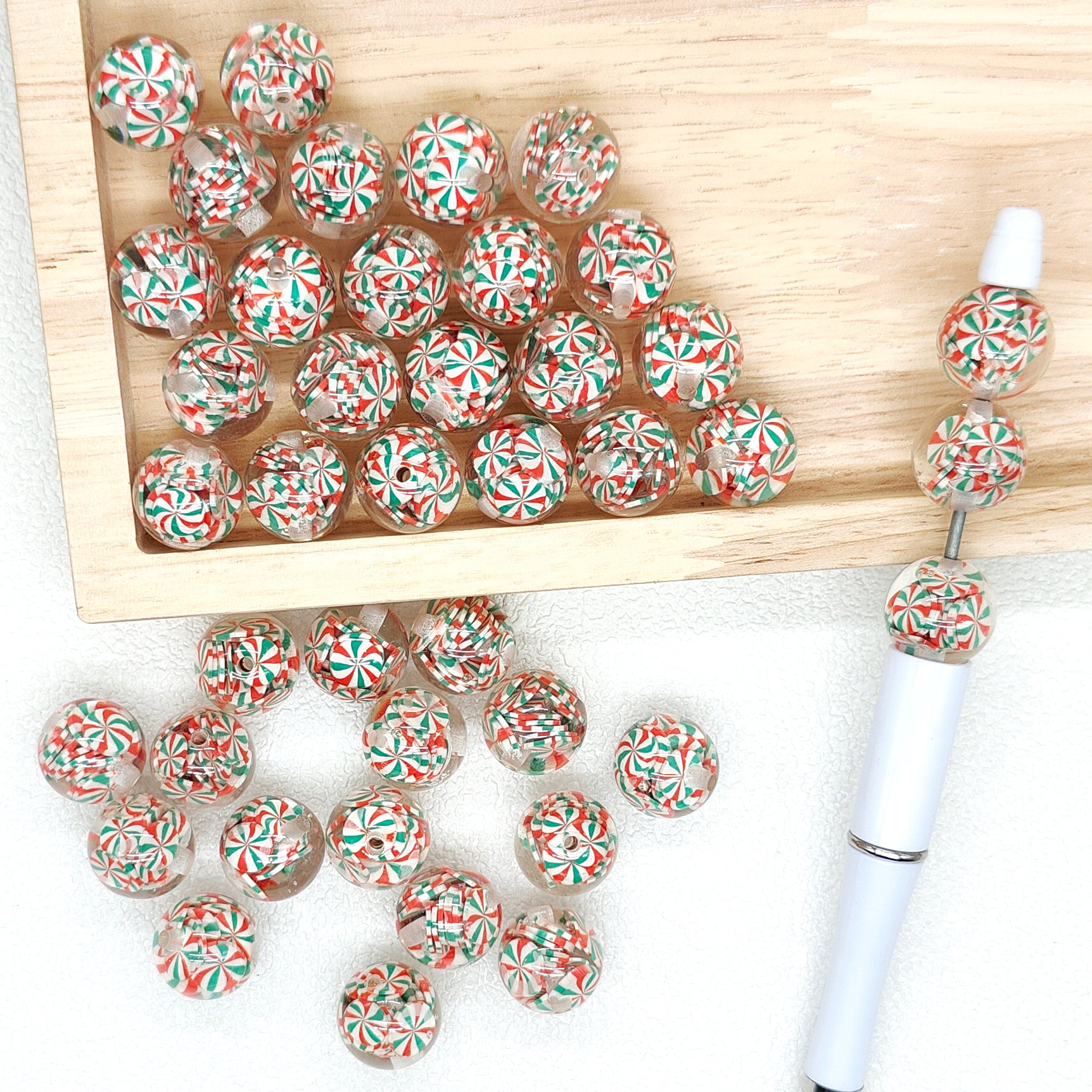 16mm Christmas Candy Gumball Beads,Clear Acrylic with Candy Clay Slices Beads